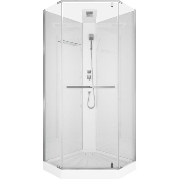 Душевая кабина CeruttiSpa 90х90 см Chika 901T, хром/прозрачное - фото 