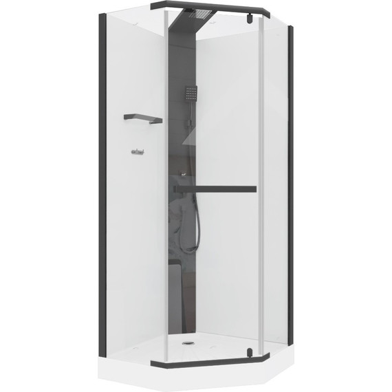 Душевая кабина CeruttiSpa 90х90 см CHIKA901B, чёрный/прозрачное - фото 