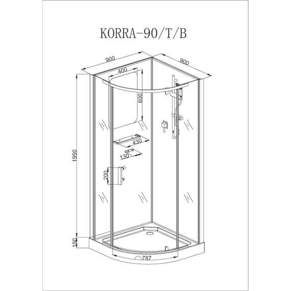 Душевая кабина CeruttiSpa 90х90 см KORRA90T, хром/прозрачное - фото 2