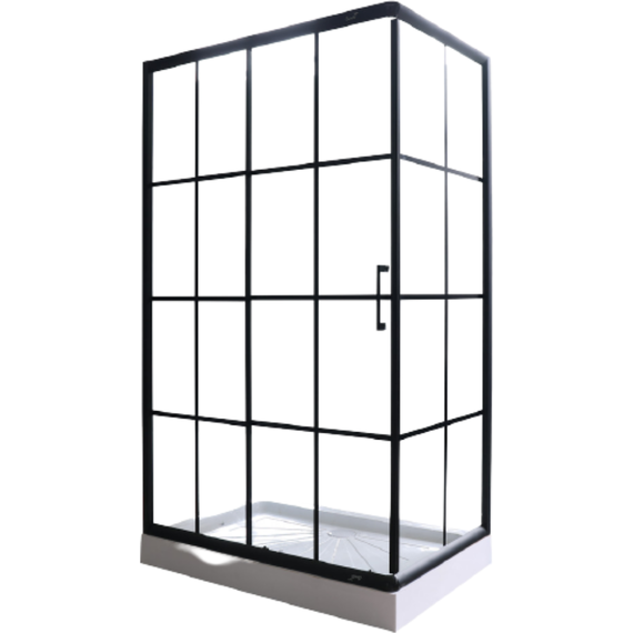 Душевое ограждение CeruttiSpa 120х80 см MUZA120, чёрный/прозрачное - фото 