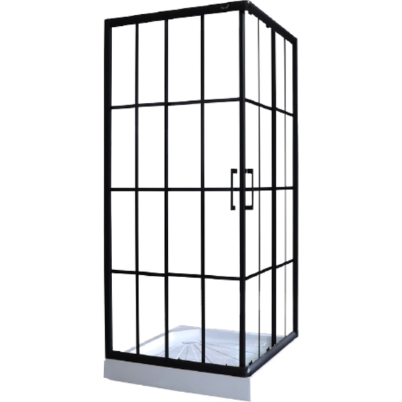 Душевое ограждение CeruttiSpa 90х90 см MUZA90, чёрный/прозрачное - фото 
