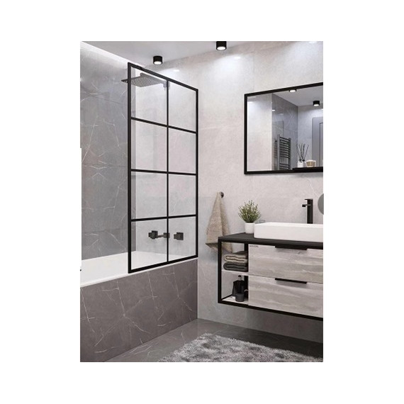 Шторка для ванны CeruttiSpa 80 см MUZA F80, чёрный/прозрачное - фото 3