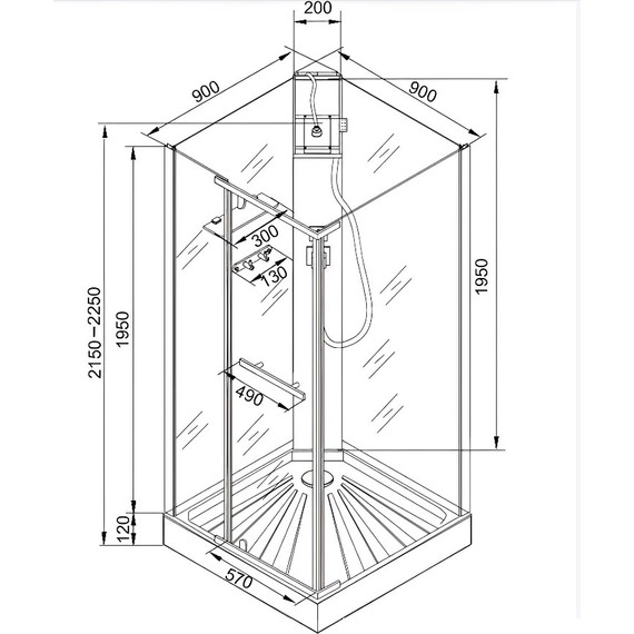 Душевая кабина CeruttiSpa 90х90 см MiMi90B, чёрный/прозрачное - фото 8