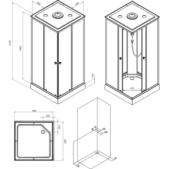 Душевая кабина Am.Pm X-Joy 90x90 см W94C-403-090MT, серебристый/прозрачное - фото 7