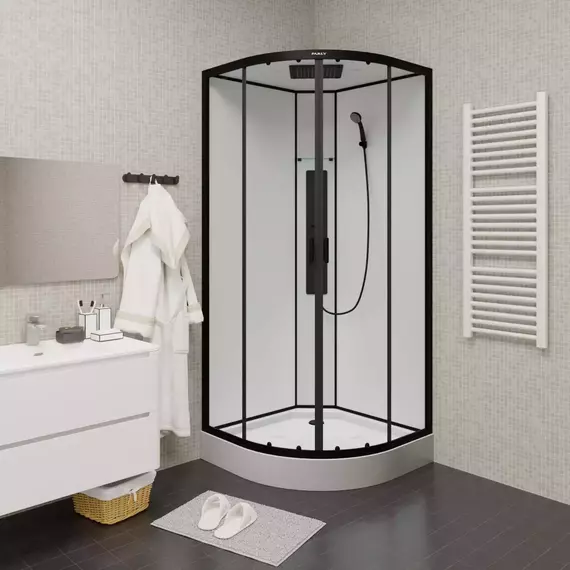 Душевая кабина Parly 90х90 см AMI, чёрный/прозрачное - фото 
