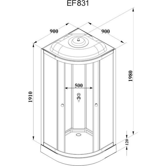 Душевая кабина Parly Tomorrow 80х80 см EF831, белый/матовое - фото 3