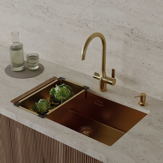 Коландер для кухонной мойки Iddis Kitchen Line KOL23MGi59, золото матовое - фото 4