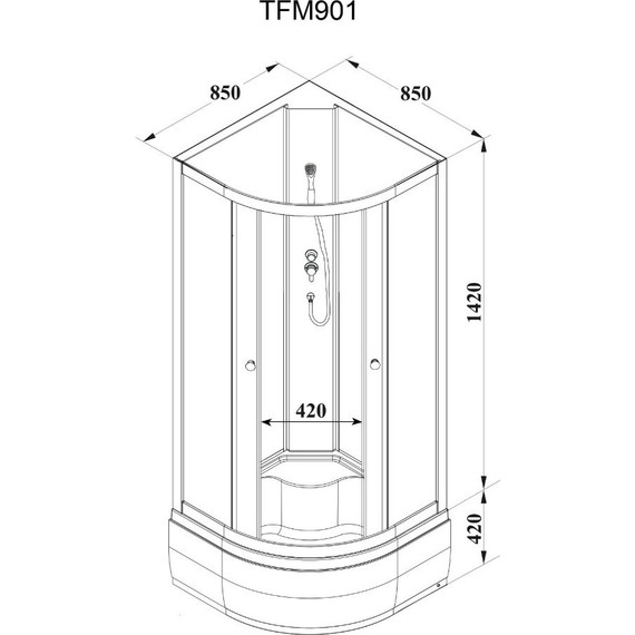Душевая кабина Parly Effect 85х85 см TMF901, белый/матовое - фото 3