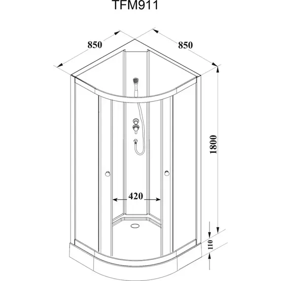 Душевая кабина Parly Effect 85х85 см TMF911, белый/матовое - фото 3