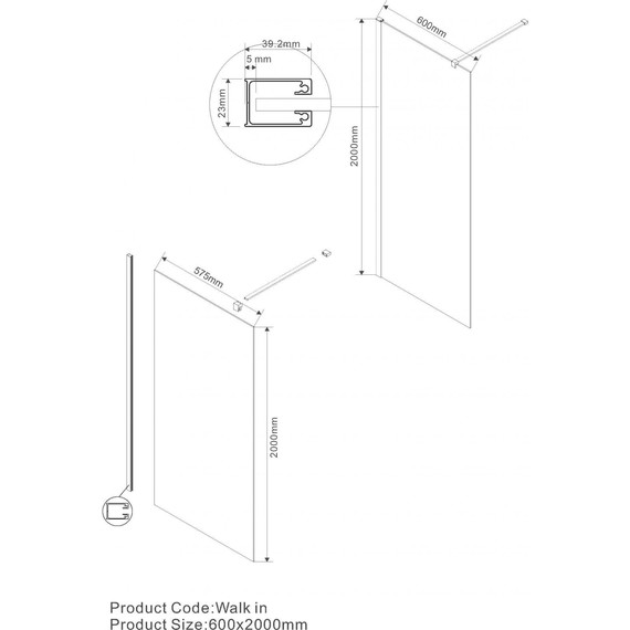 Душевая перегородка Vincea Walk in 60 см VSW-1H600CL (стекло 8 мм) с кронштейном в комплекте, хром/прозрачное - фото 3