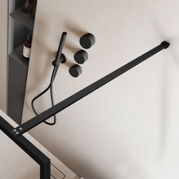 Душевая перегородка Vincea Walk in HP Art 80 см VSW-1HP800FLB (стекло 8 мм) с кронштейном в комплекте, чёрный матовый/матовое - фото 3