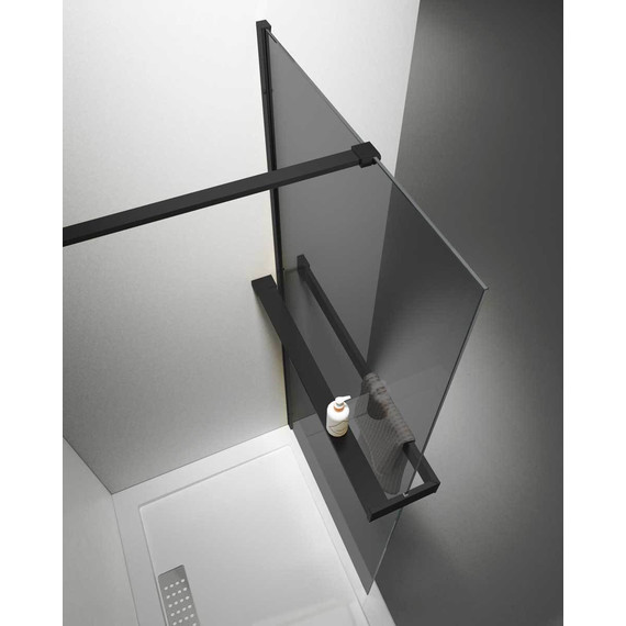 Душевая перегородка Vincea Walk in HR 100 см VSW-4HR100CGB (стекло 8 мм) с кронштейном в комплекте, чёрный матовый/тонированное - фото 2