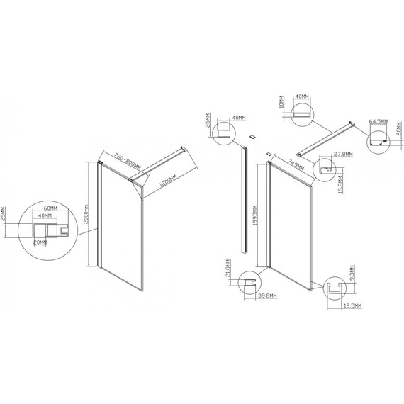 Душевая перегородка Vincea Walk in HS 80 см VSW-1HS800CLG (стекло 8 мм) с кронштейном в комплекте, брашированное золото/прозрачное - фото 4