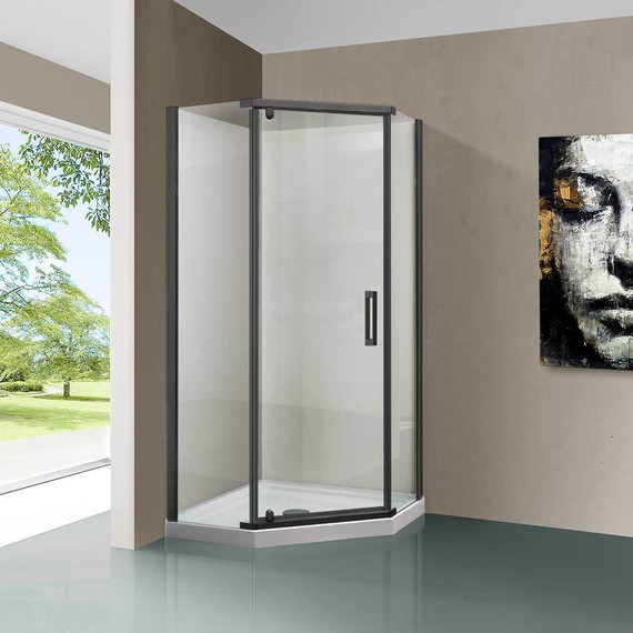 Душевое ограждение Vincea Stresa 90x90 см VSP-1S900CLGM, вороненая сталь/прозрачное - фото 