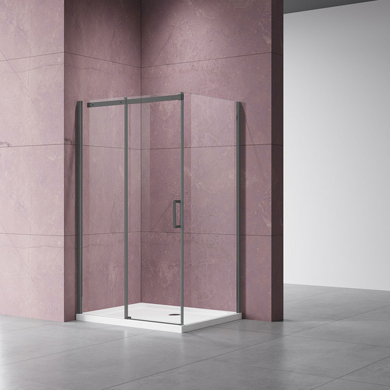 Душевое ограждение Vincea Dice 160x90 см VSR-4D9016CLGM (стекло 8 мм) вороненая сталь/прозрачное - фото 