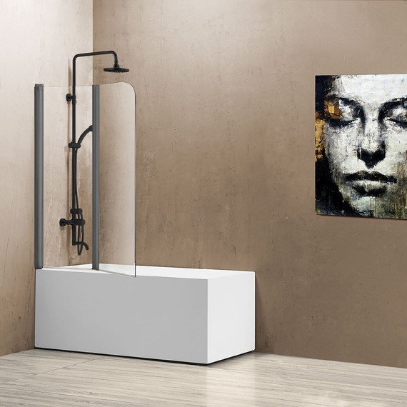 Шторка для ванны Vincea VSB 114 см VSB-12114CLGM, чёрный/прозрачное - фото 