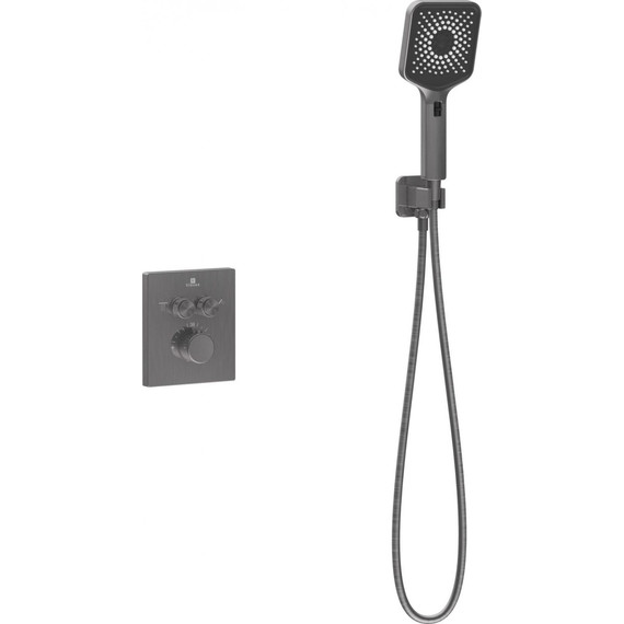 Душевая система для душа с термостатом Vincea Inspire VSFW-3I21MT4GM, вороненая сталь - фото 3