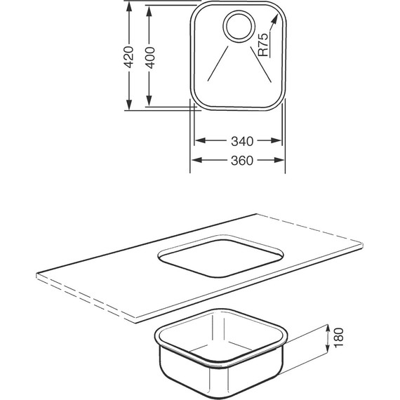 Кухонная мойка Smeg UM40 36, 0,7 мм нержавеющая сталь - фото 2