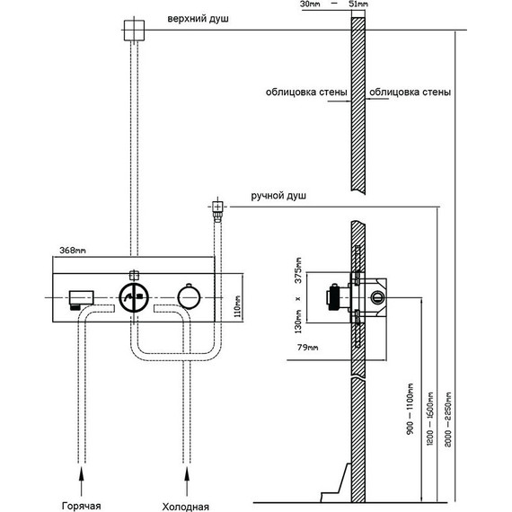 Смеситель для душа с термостатом Vincea VSCV-422TCH (со скрытой частью) - фото 6
