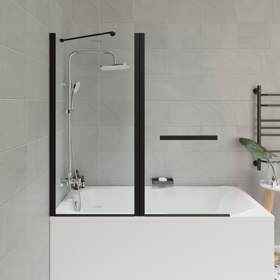Шторка для ванны Parly 120 см F03B, чёрный/прозрачное - фото 3