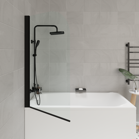 Шторка для ванны Parly 75 см F04B, чёрный/прозрачное - фото 2