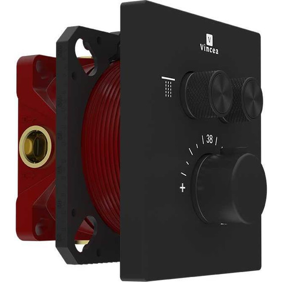 Смеситель для душа с термостатом Vincea VSCV-321T-MMB (со скрытой частью) матовый черный - фото 