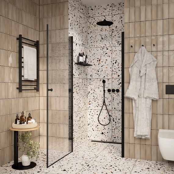 Душевая дверь Parly 80 см DE80B, чёрный/прозрачное - фото 2