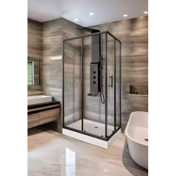 Душевое ограждение Parly 100х70 см QZ71B, чёрный/прозрачное - фото 