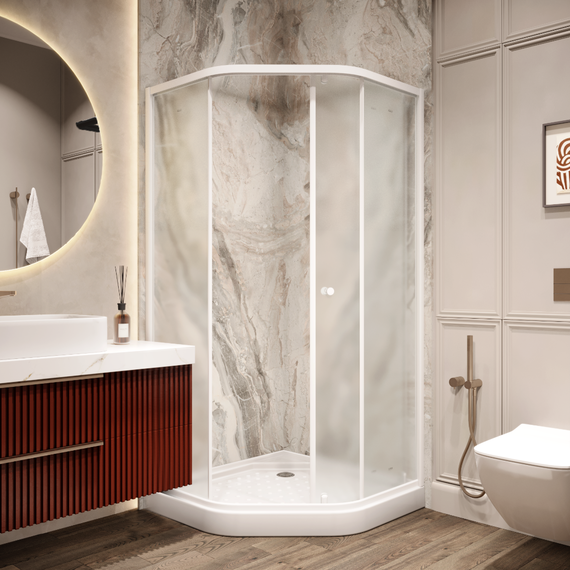 Душевое ограждение Parly 90х90 см ZEP91FR, белый/матовое - фото 