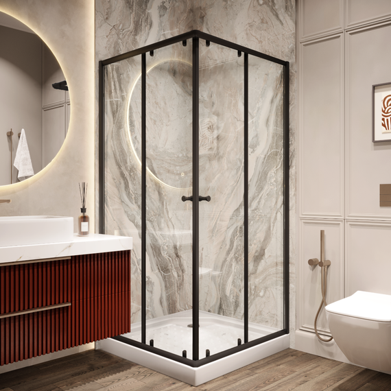 Душевое ограждение Parly 90х90 см ZEQ911B, чёрный/прозрачное - фото 2