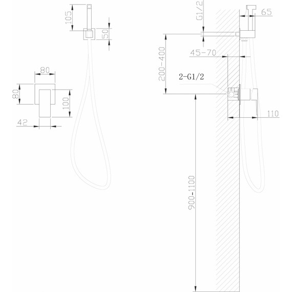 Набор для гигиенического душа Abber Daheim AF8225NG, никель - фото 4