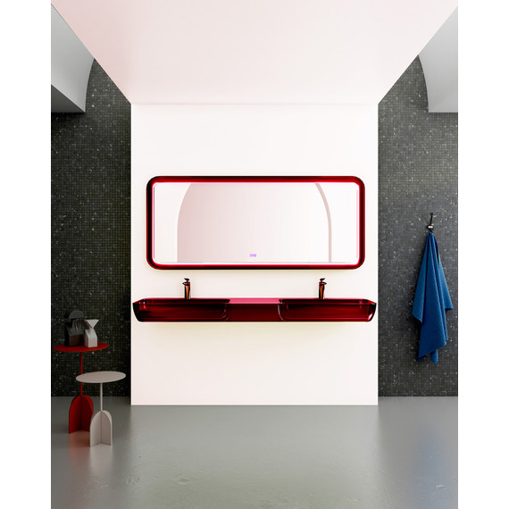 Раковина подвесная прозрачная двойная Abber Kristall 150 см AT2807Rubin, красный - фото 2