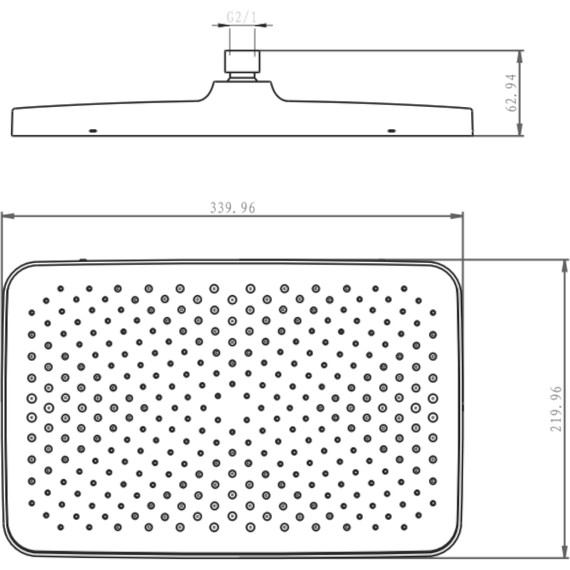 Верхний душ Raglo 350x200 мм R451.52, хром - фото 2