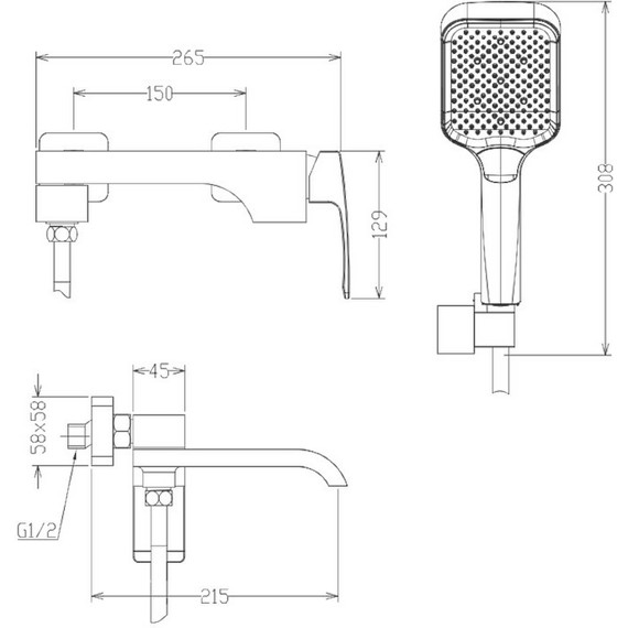 Смеситель для ванны Raglo R02.30.09, графит - фото 2