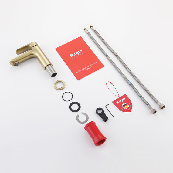 Смеситель для раковины Raglo R03.10.03, золотой сатин - фото 10