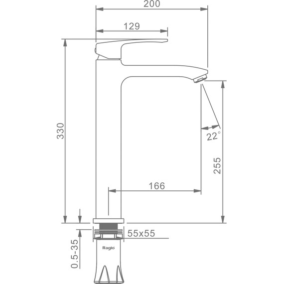 Смеситель для раковины высокий Raglo R01.15.03, золотой сатин - фото 2
