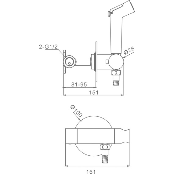 Набор для гигиенического душа с термостатом Raglo R23.56 (со скрытой частью) хром - фото 2