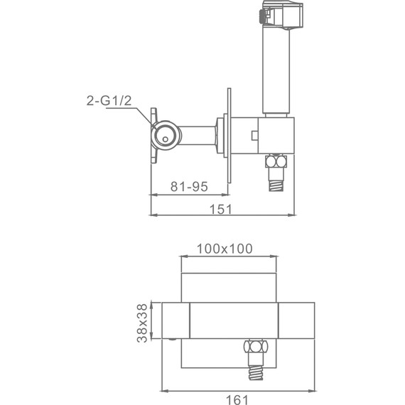 Набор для гигиенического душа с термостатом Raglo R24.56 (со скрытой частью) хром - фото 2