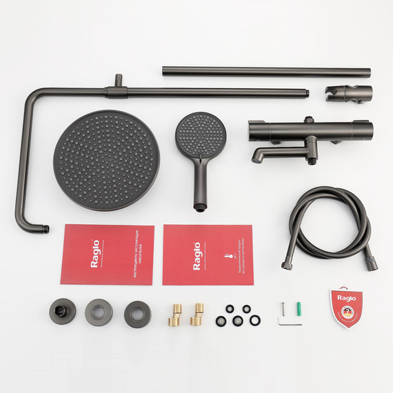 Душевая система с термостатом Raglo R20.26.09, графит - фото 12