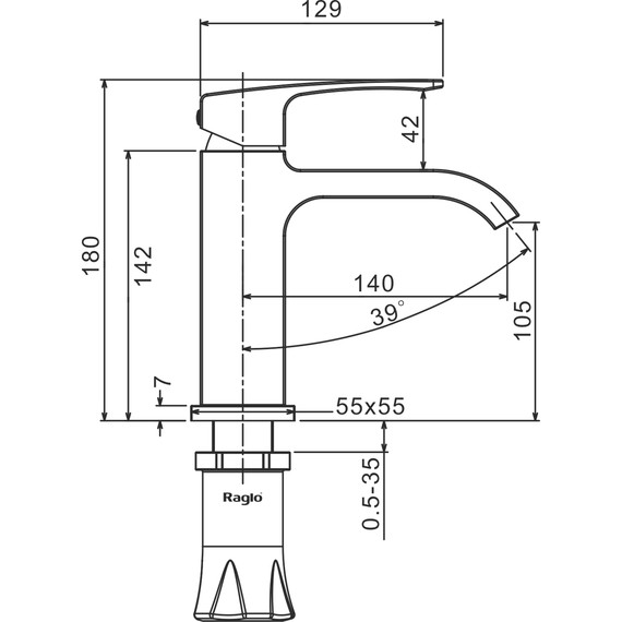 Смеситель для раковины Raglo R02.10.09, графит - фото 2