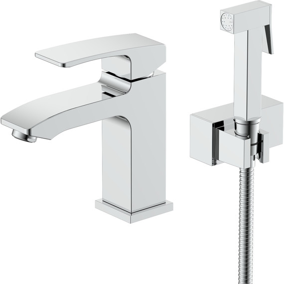 Смеситель для раковины с гигиеническим душем Raglo R01.12, хром - фото 