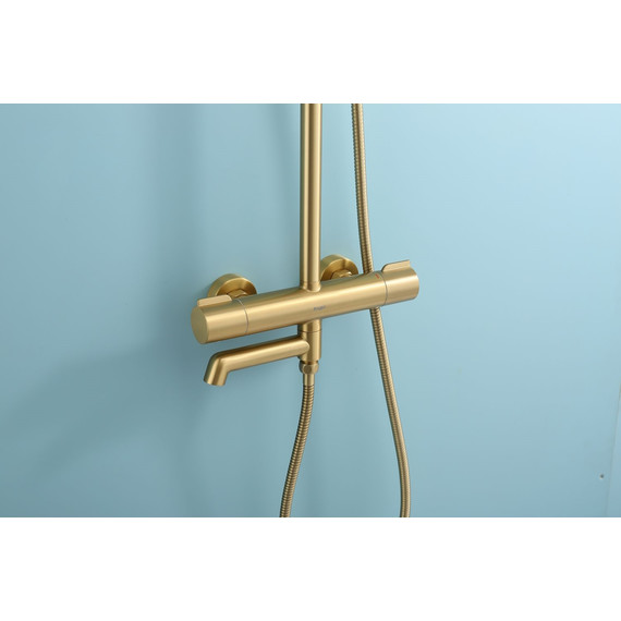 Душевая система с термостатом Raglo R20.26.03, сатин золотой - фото 9