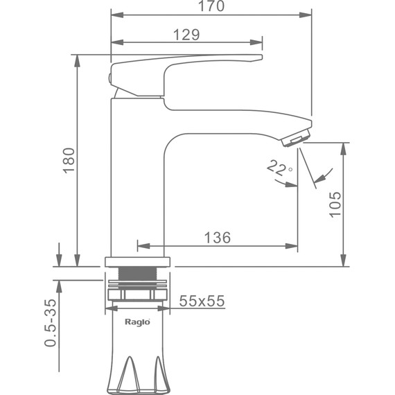 Смеситель для раковины Raglo R01.10.03, золотой сатин - фото 2