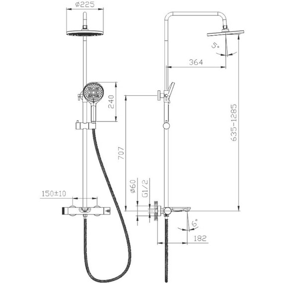 Душевая система Raglo R32.24.09, графит - фото 2