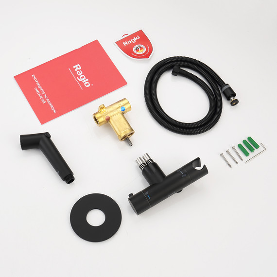 Набор для гигиенического душа с термостатом Raglo R23.56.06 (со скрытой частью) чёрный - фото 9