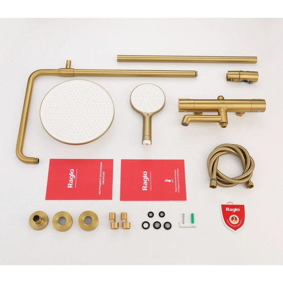 Душевая система с термостатом Raglo R20.26.03, сатин золотой - фото 16