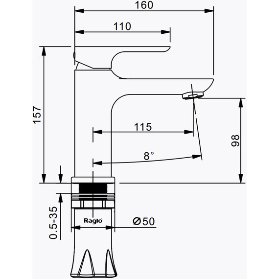 Смеситель для раковины Raglo R03.10.06, чёрный - фото 2