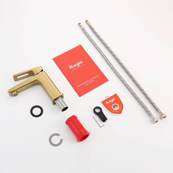 Смеситель для раковины Raglo R51.10.03, золотой сатин - фото 8