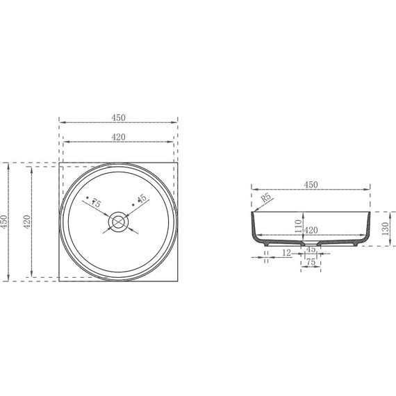 Раковина-чаша Vincea 45 см VBS-6S16MW, белый матовый - фото 4