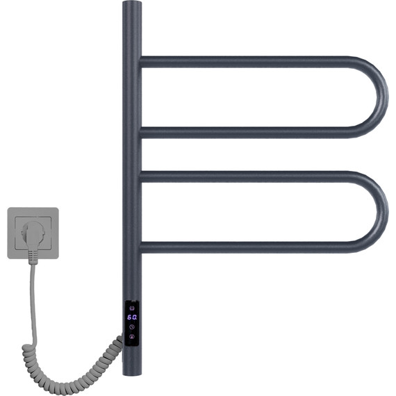 Полотенцесушитель электрический Vincea П4 425x600 мм, графит (возможность скрытого подключения) VTD-1R1CGE - фото 2